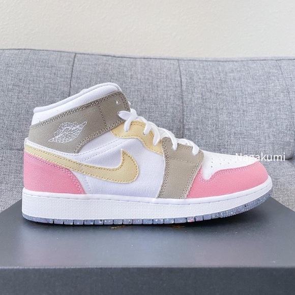 🌸 Nike air Jordan 1 Retro mid pastel color block shoes - Picture 4 of 4